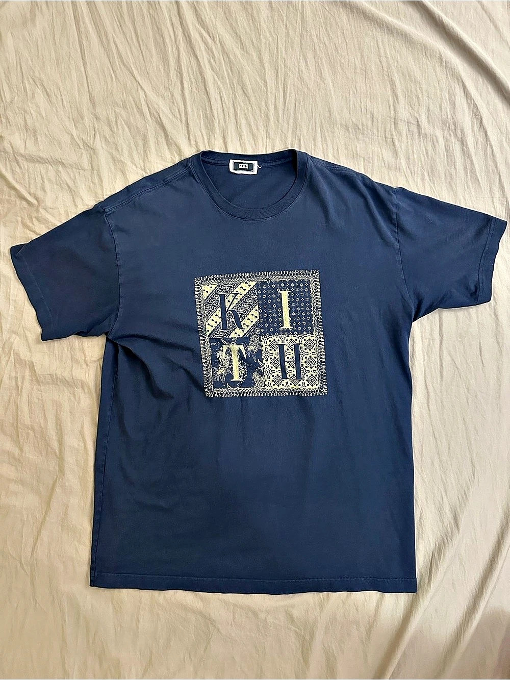 Authentic Kith Batik Block Print Tee - Navy